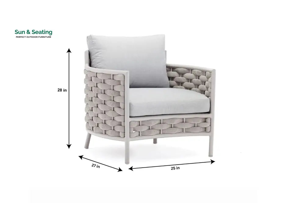 Nivio Outdoor Garden Balcony Sofa Set 2 Seater 2 Single seater and 1 Center Table Set Braid & Rope(White + Cream) Sofa