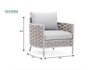 Nivio Outdoor Garden Balcony Sofa Set 2 Seater 2 Single seater and 1 Center Table Set Braid & Rope(White + Cream) Sofa