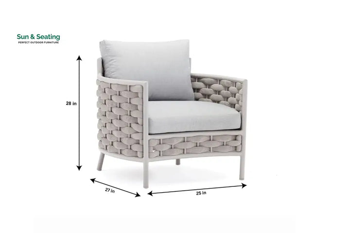 Nivio Outdoor Garden Balcony Sofa Set 2 Seater 2 Single seater and 1 Center Table Set Braid &amp; Rope(White + Cream) Sofa