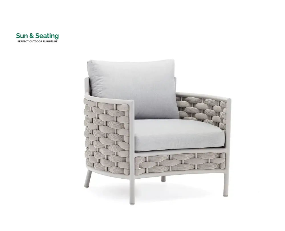 Nivio Outdoor Garden Balcony Sofa Set 2 Seater 2 Single seater and 1 Center Table Set Braid & Rope(White + Cream) Sofa