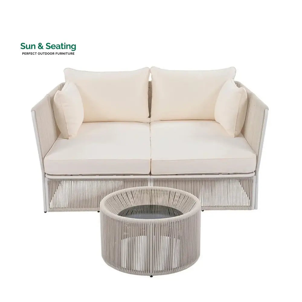 Njeri Outdoor Rope 2 Seater Patio Daybed With Side Table Daybed