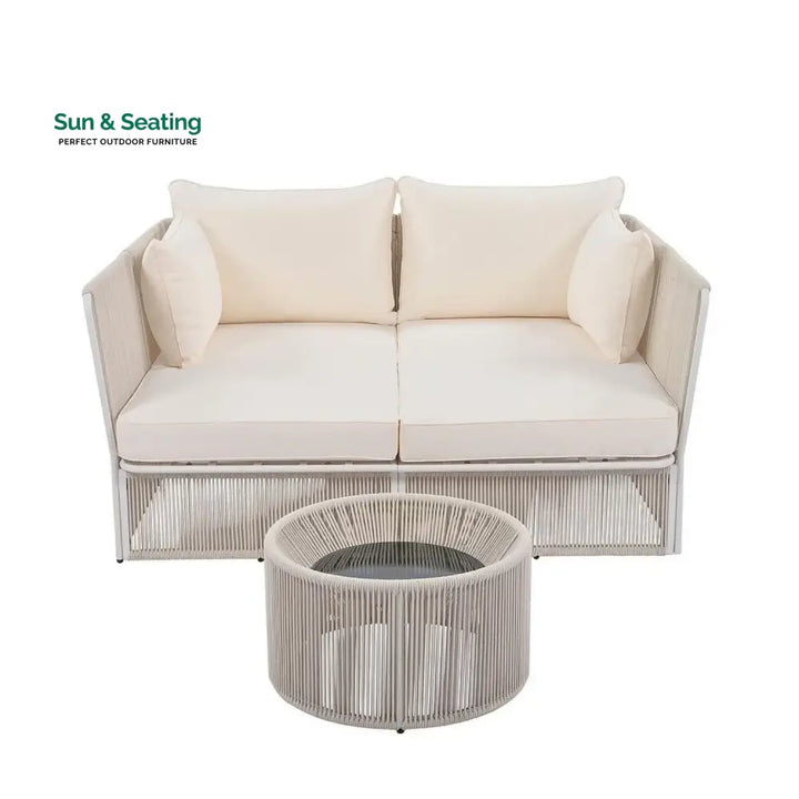 Njeri Outdoor Rope 2 Seater Patio Daybed With Side Table Daybed