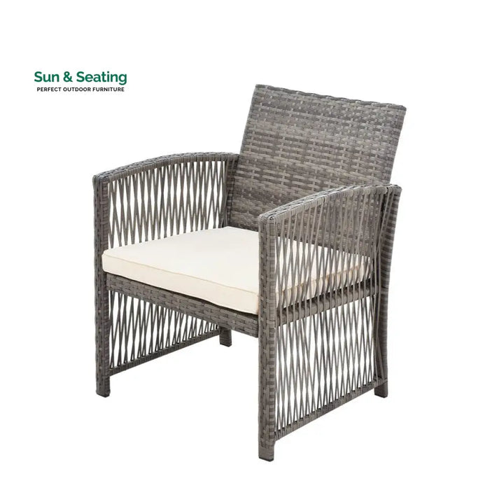 Noele Outdoor Sofa Set 2 Seater 2 Single seater and 1 Center Table (Silver + White) Sofa Sets