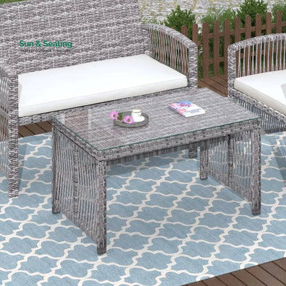 Noele Outdoor Sofa Set 2 Seater 2 Single seater and 1 Center Table (Silver + White) Sofa Sets