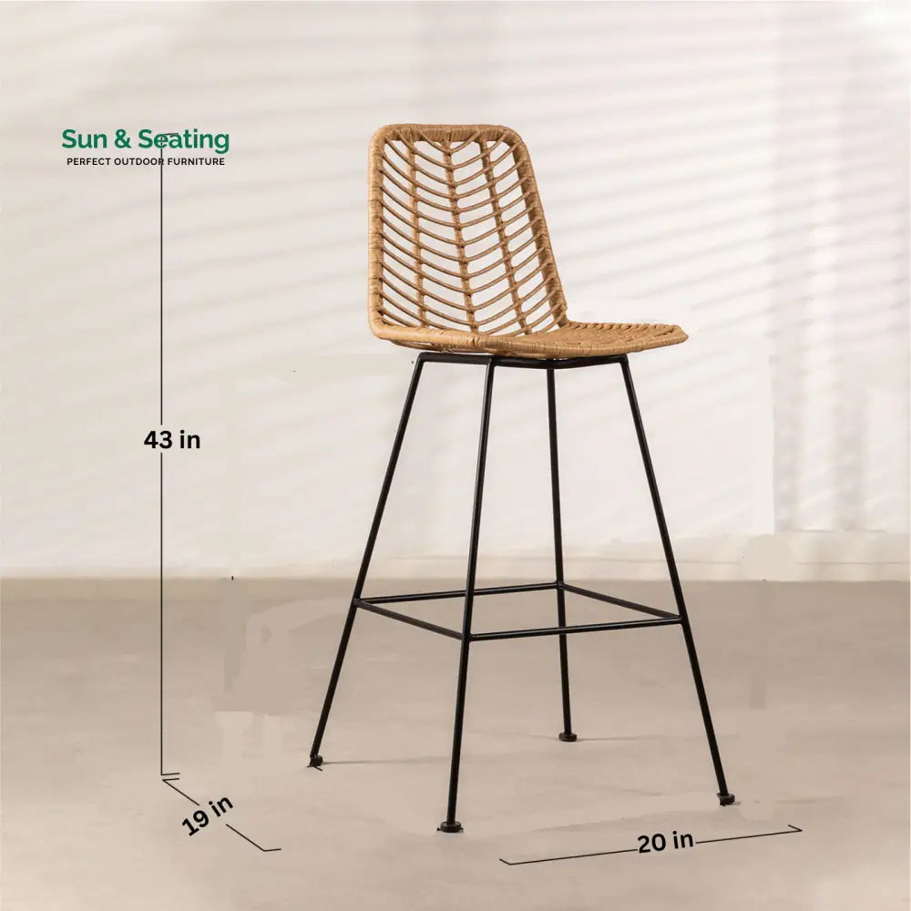 Noelia Outdoor Patio Bar Chair 1 Chair For Balcony (Honey) Bar Sets