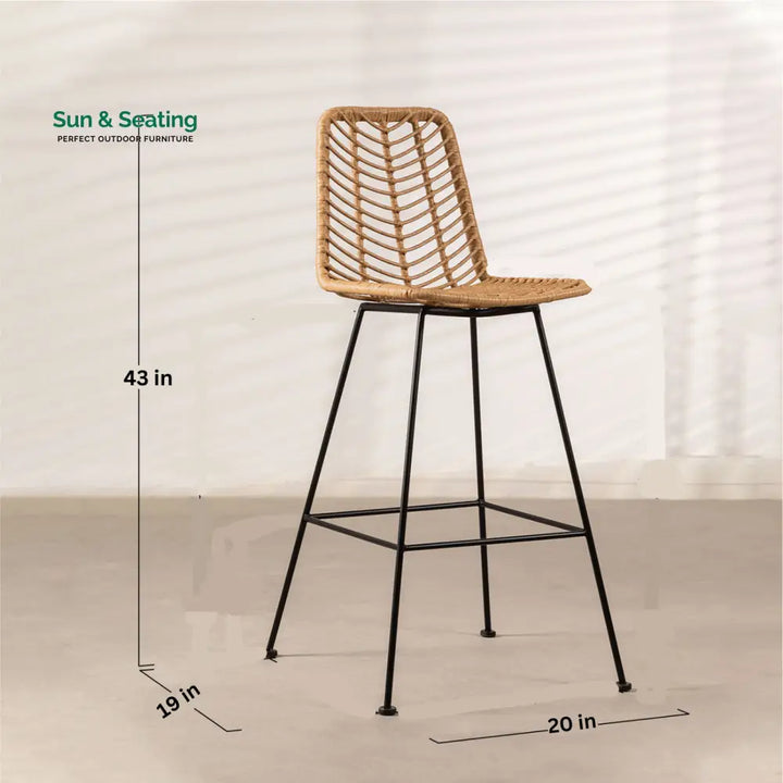 Noelia Outdoor Patio Bar Chair 1 Chair For Balcony (Honey) Bar Sets