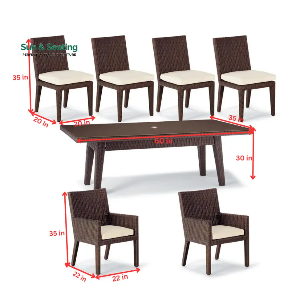 Noelia Outdoor Patio Dining Set 6 Chairs and 1 Table (Dark Brown) Dining sets