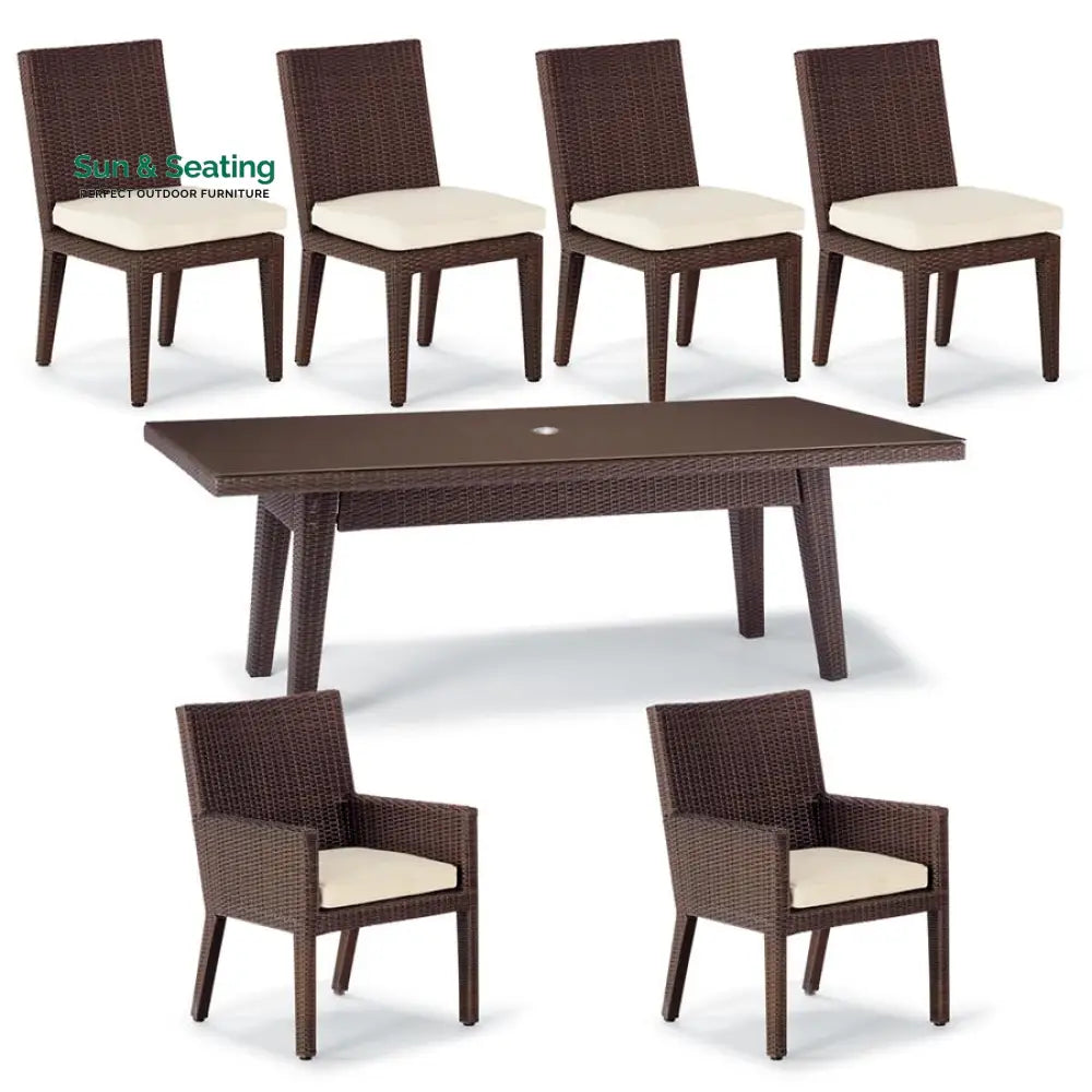 Noelia Outdoor Patio Dining Set 6 Chairs and 1 Table (Dark Brown) Dining sets