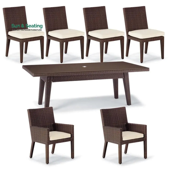 Noelia Outdoor Patio Dining Set 6 Chairs and 1 Table (Dark Brown) Dining sets
