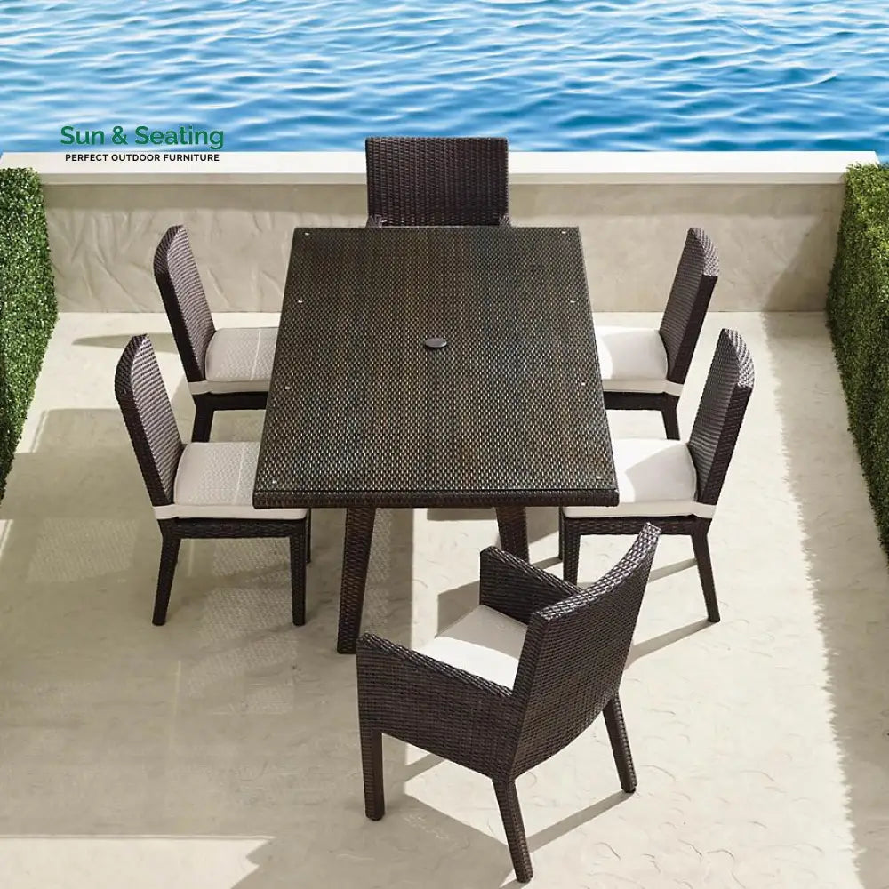 Noelia Outdoor Patio Dining Set 6 Chairs and 1 Table (Dark Brown) Dining sets