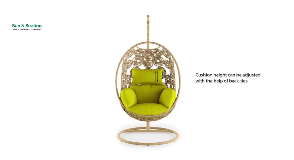 Noemi Single Seater Hanging Swing With Stand For Balcony Garden Swing (Honey) Swings