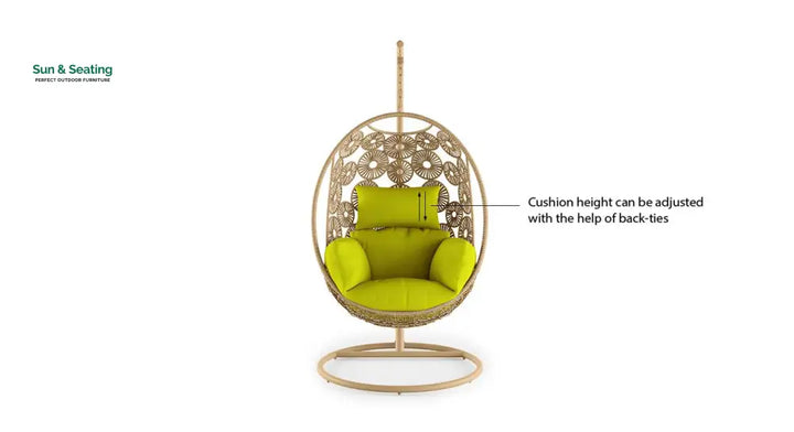 Noemi Single Seater Hanging Swing With Stand For Balcony Garden Swing (Honey) Swings