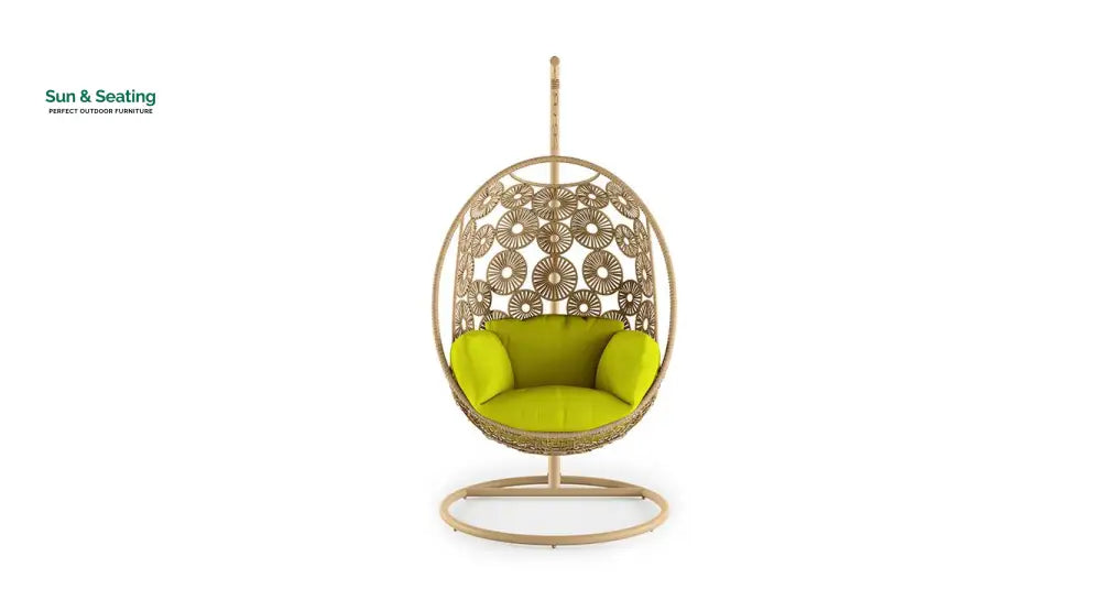 Noemi Single Seater Hanging Swing With Stand For Balcony Garden Swing (Honey) Swings