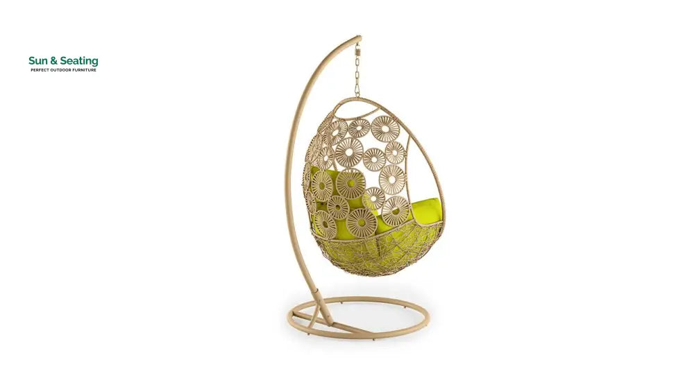 Noemi Single Seater Hanging Swing With Stand For Balcony Garden Swing (Honey) Swings