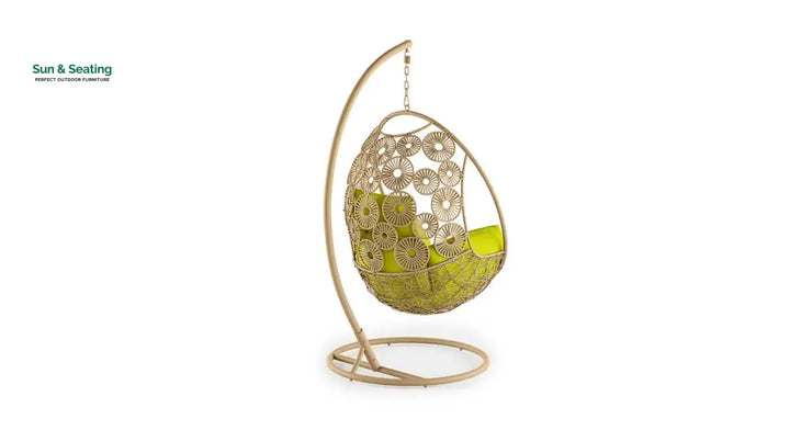 Noemi Single Seater Hanging Swing With Stand For Balcony Garden Swing (Honey) Swings
