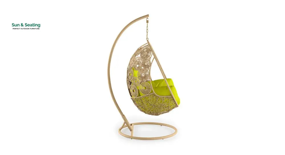 Noemi Single Seater Hanging Swing With Stand For Balcony Garden Swing (Honey) Swings