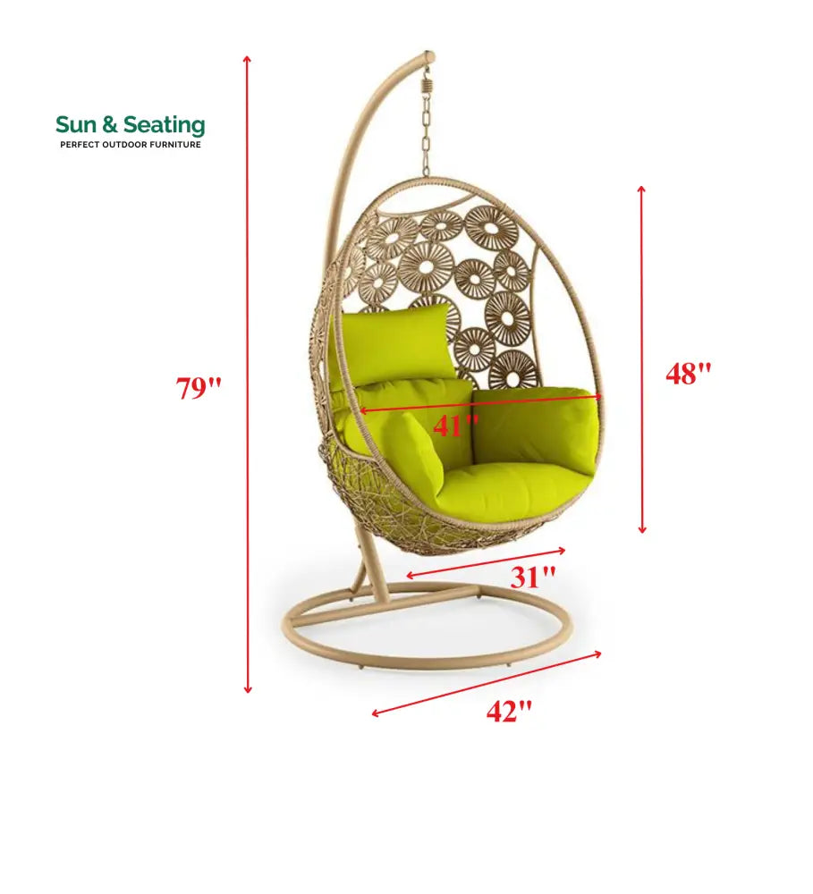 Noemi Single Seater Hanging Swing With Stand For Balcony Garden Swing (Honey) Swings