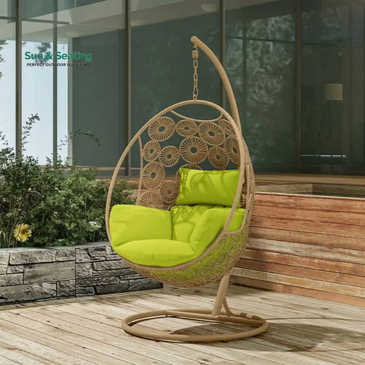 Noemi Single Seater Hanging Swing With Stand For Balcony Garden Swing (Honey) Swings