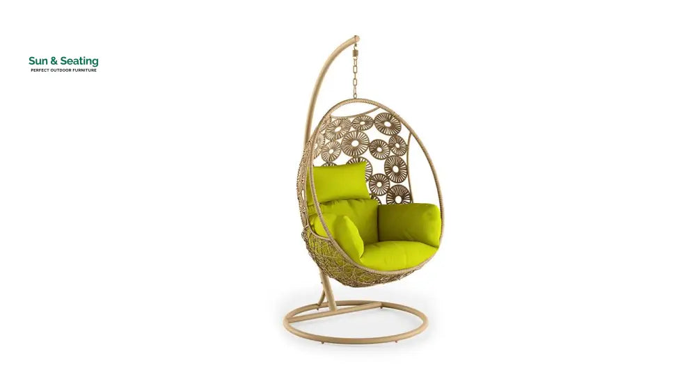 Noemi Single Seater Hanging Swing With Stand For Balcony Garden Swing (Honey) Swings