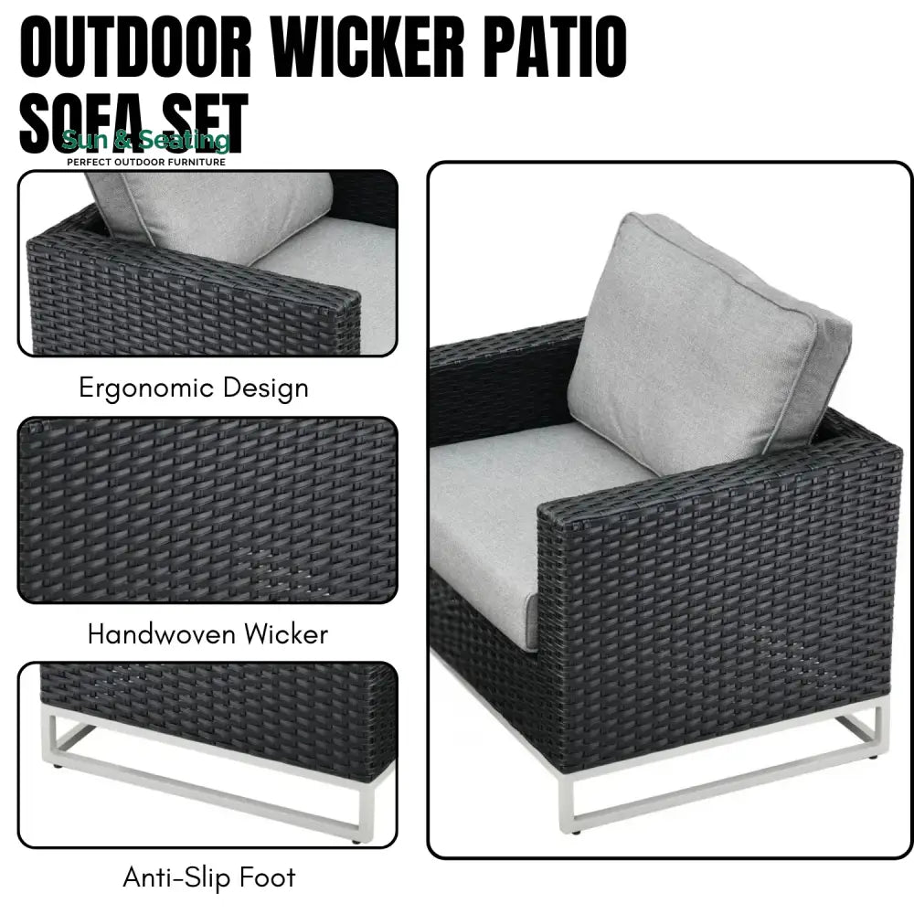Norberta Outdoor Rattan Wicker 7-Seater Sofa Set Sofa Set