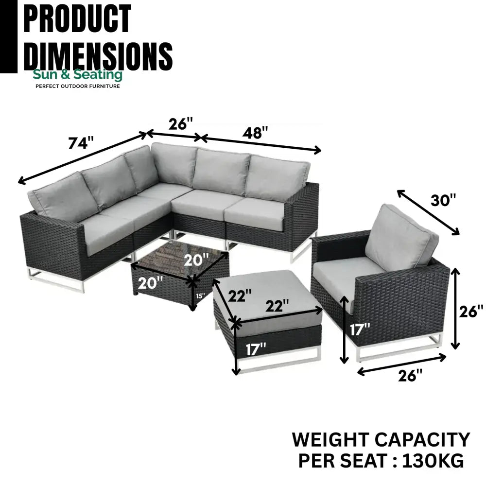 Norberta Outdoor Rattan Wicker 7-Seater Sofa Set Sofa Set