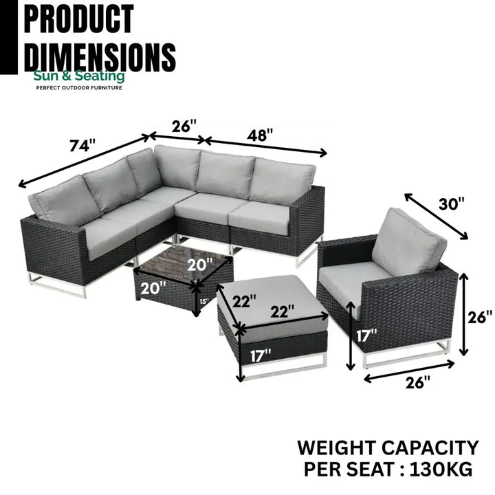 Norberta Outdoor Rattan Wicker 7-Seater Sofa Set Sofa Set