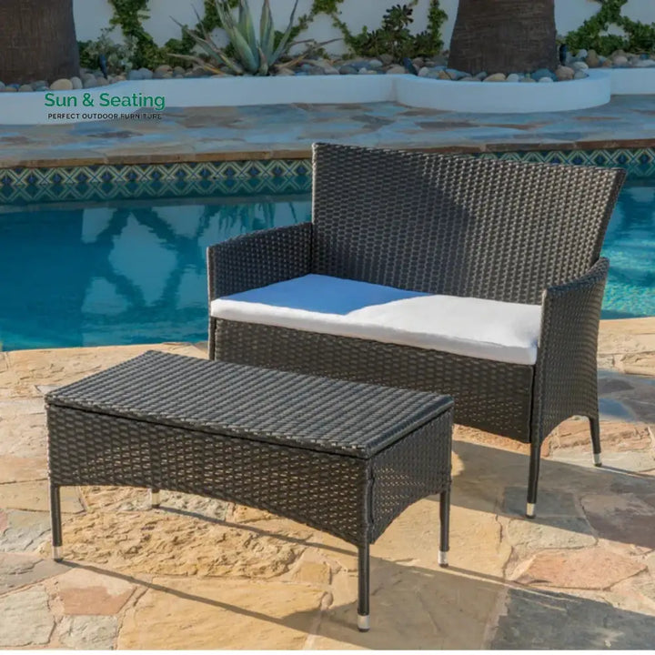 Nova 2-Piece Outdoor Rattan Wicker Loveseat Sofa Sofa Set