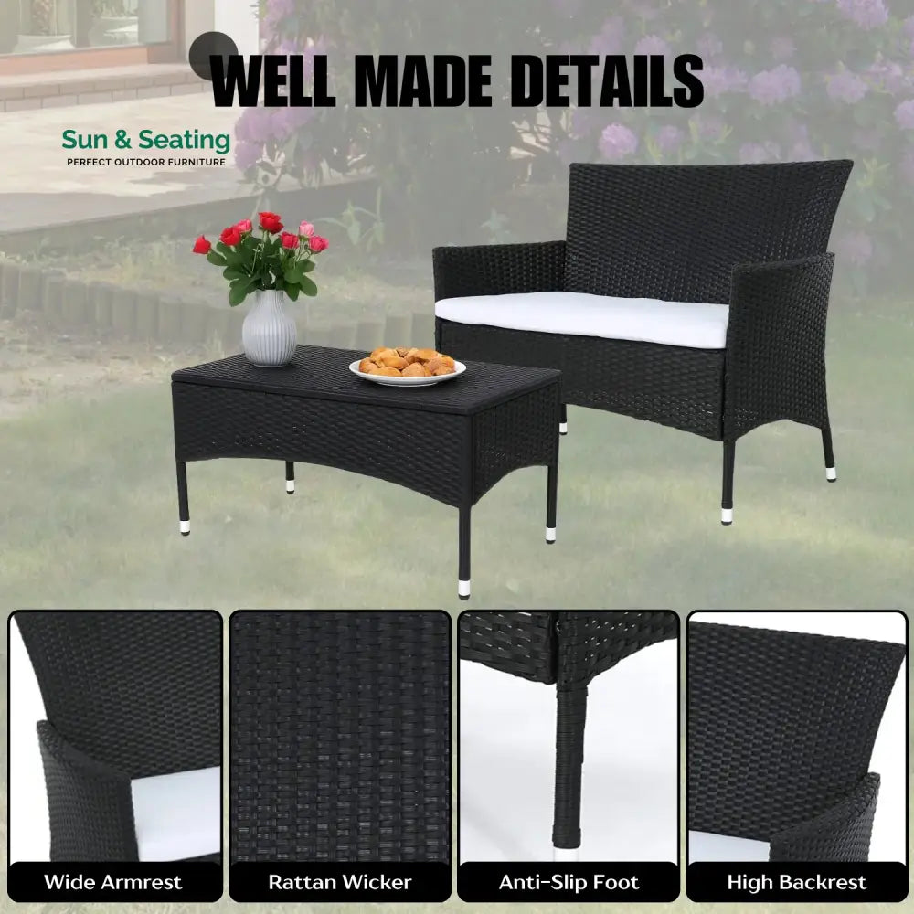 Nova 2-Piece Outdoor Rattan Wicker Loveseat Sofa Sofa Set