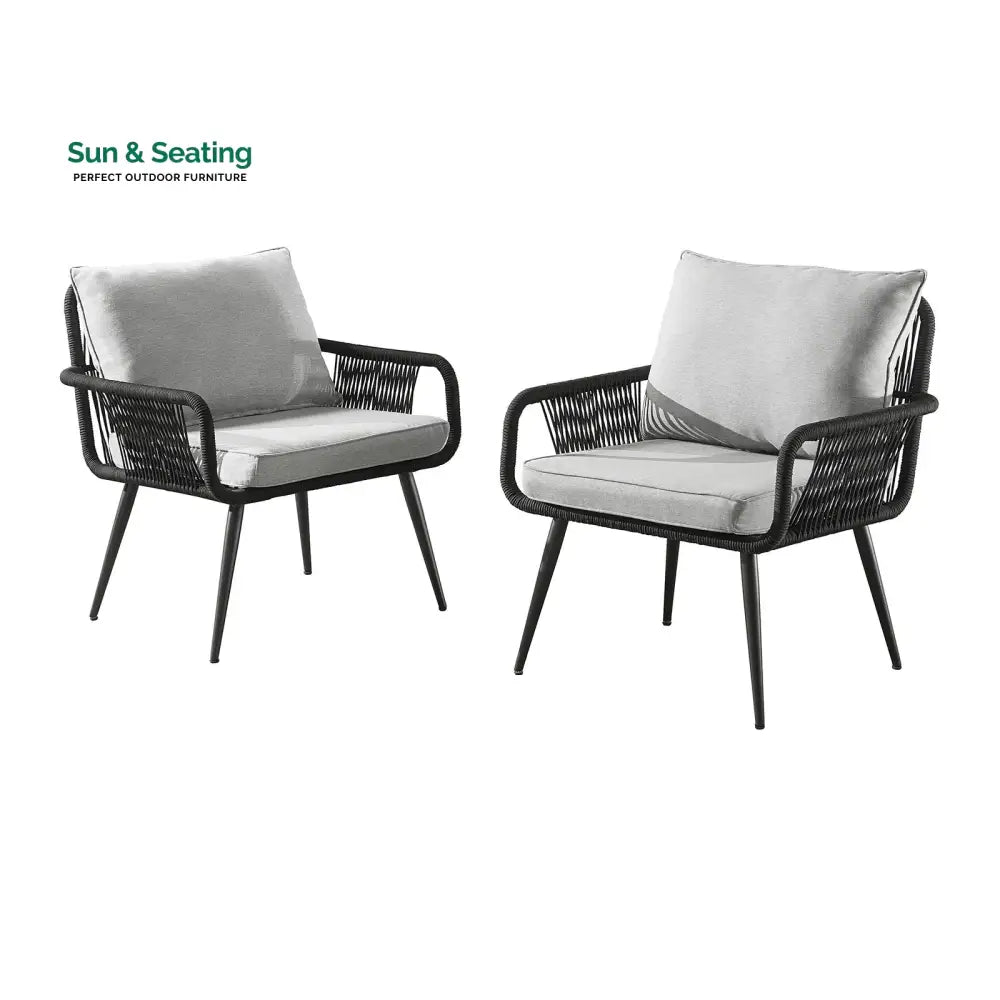 Novar Outdoor Patio Seating Set 4 Chairs and 1 Table Set Braided &amp; Rope Coffee Table Sets