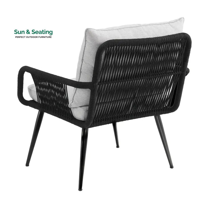 Novar Outdoor Patio Seating Set 4 Chairs and 1 Table Set Braided &amp; Rope Coffee Table Sets