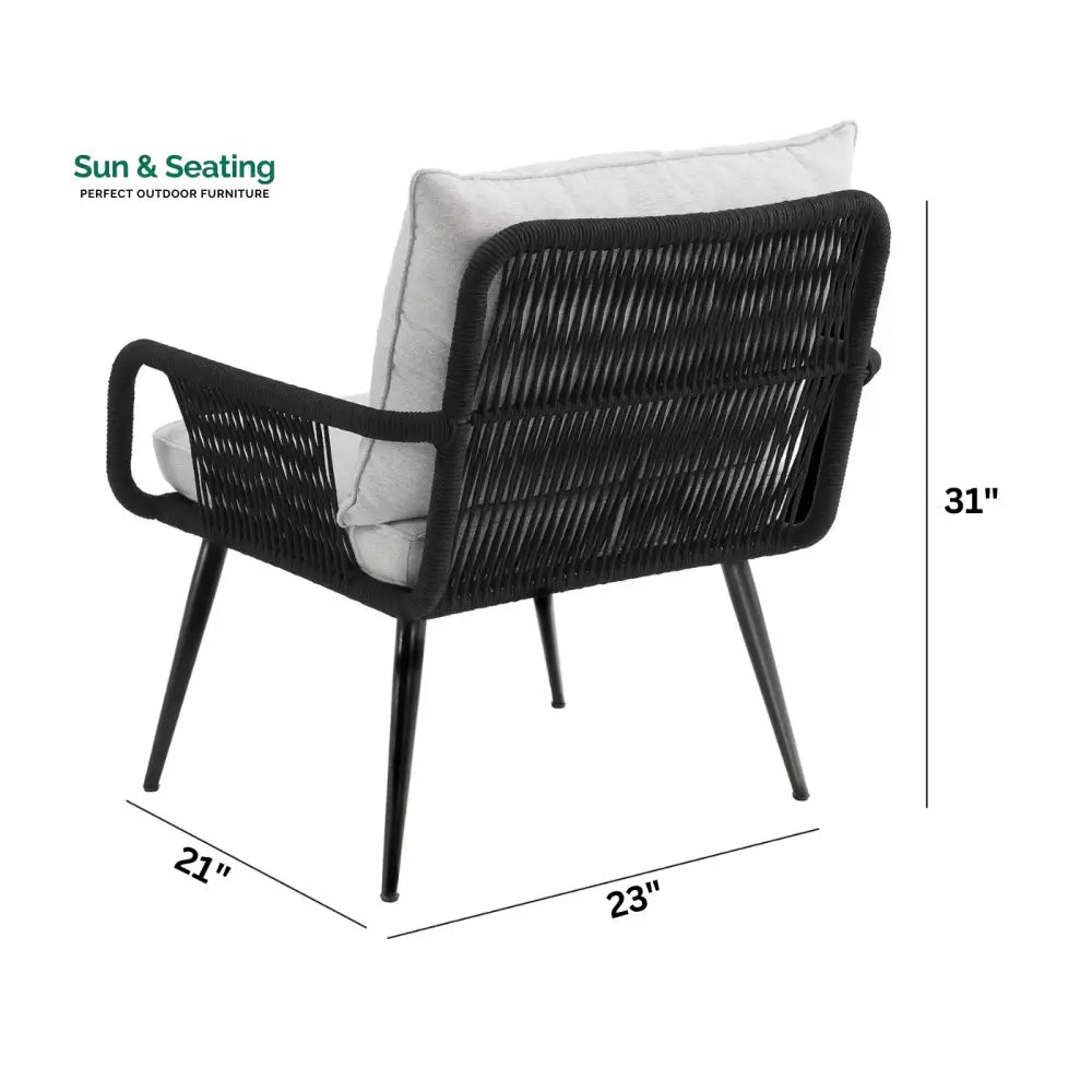 Novar Outdoor Patio Seating Set 4 Chairs and 1 Table Set Braided &amp; Rope Coffee Table Sets