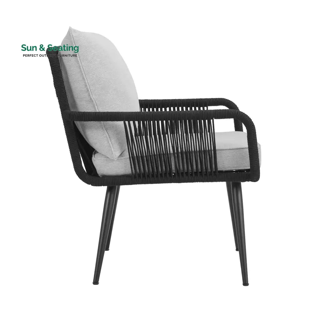 Novar Outdoor Patio Seating Set 4 Chairs and 1 Table Set Braided &amp; Rope Coffee Table Sets