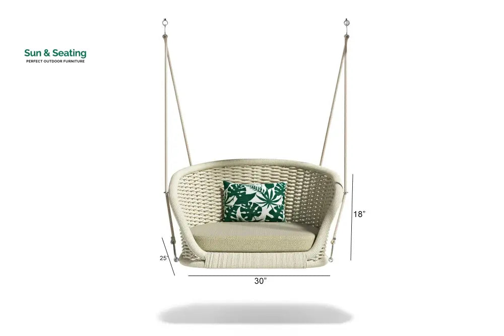 Noxe Single Seater Hanging Swing Without Stand For Balcony Garden Swing (Cream) Braided &amp; Rope Swings