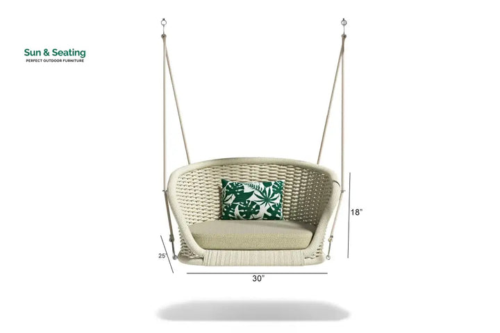 Noxe Single Seater Hanging Swing Without Stand For Balcony Garden Swing (Cream) Braided &amp; Rope Swings