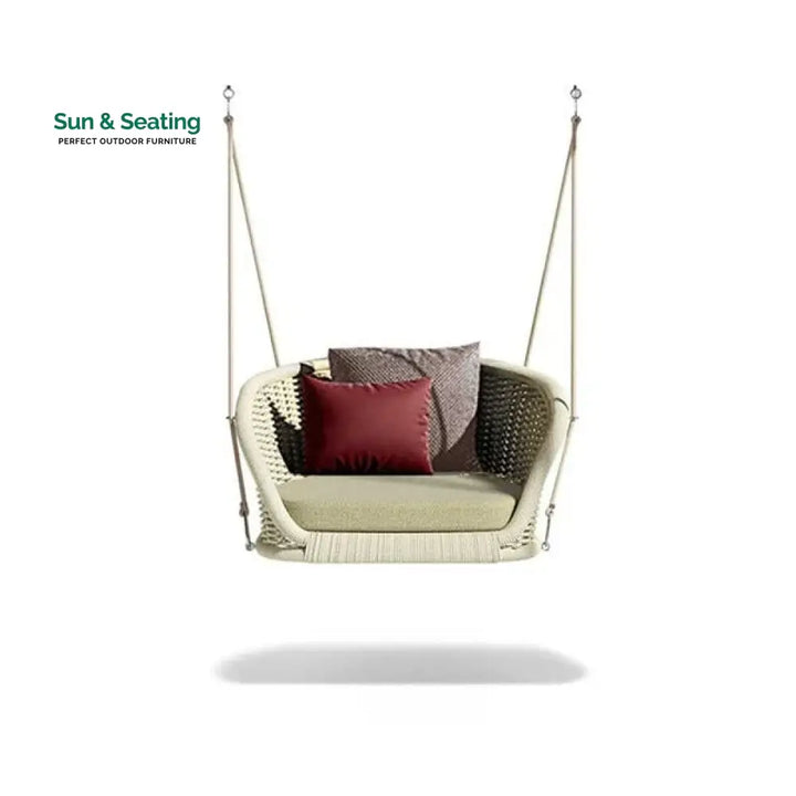 Noxe Single Seater Hanging Swing Without Stand For Balcony Garden Swing (Cream) Braided &amp; Rope Swings