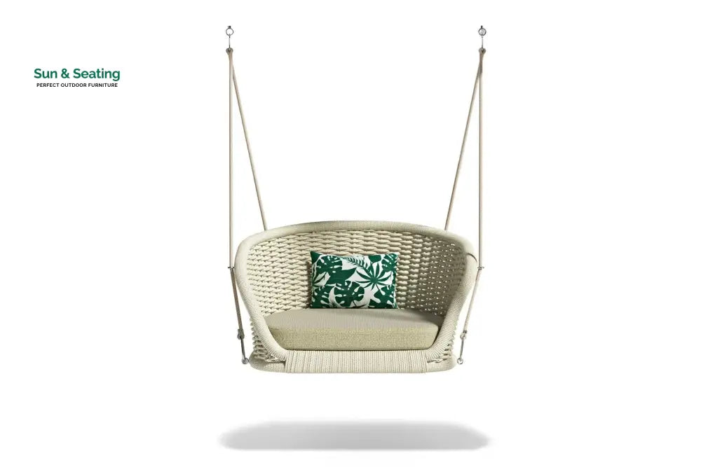 Noxe Single Seater Hanging Swing Without Stand For Balcony Garden Swing (Cream) Braided &amp; Rope Swings