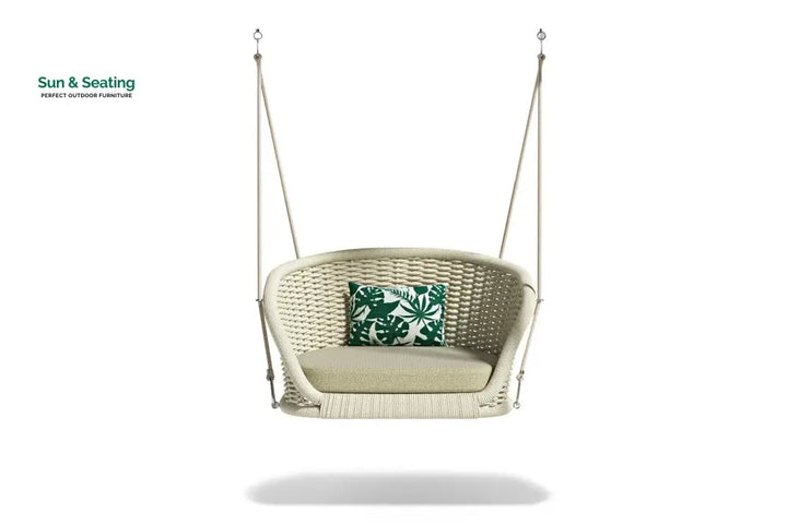 Noxe Single Seater Hanging Swing Without Stand For Balcony Garden Swing (Cream) Braided &amp; Rope Swings