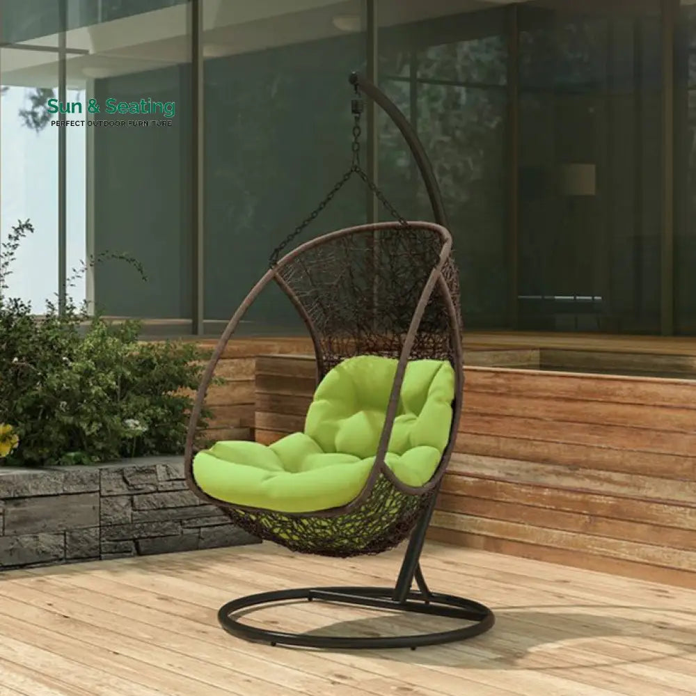 Nucci Single Seater Hanging Swing With Stand For Balcony Garden Swing (Dark Brown) Swings