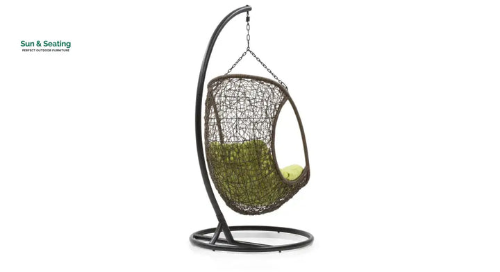 Nucci Single Seater Hanging Swing With Stand For Balcony Garden Swing (Dark Brown) Swings