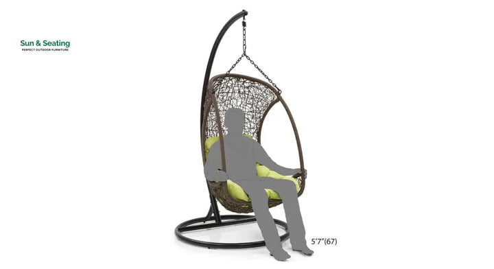 Nucci Single Seater Hanging Swing With Stand For Balcony Garden Swing (Dark Brown) Swings