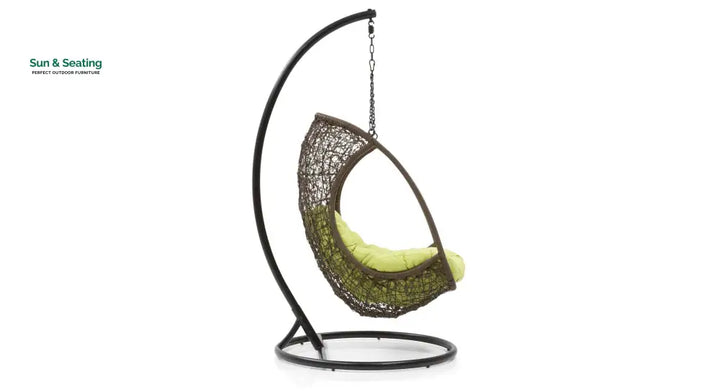 Nucci Single Seater Hanging Swing With Stand For Balcony Garden Swing (Dark Brown) Swings