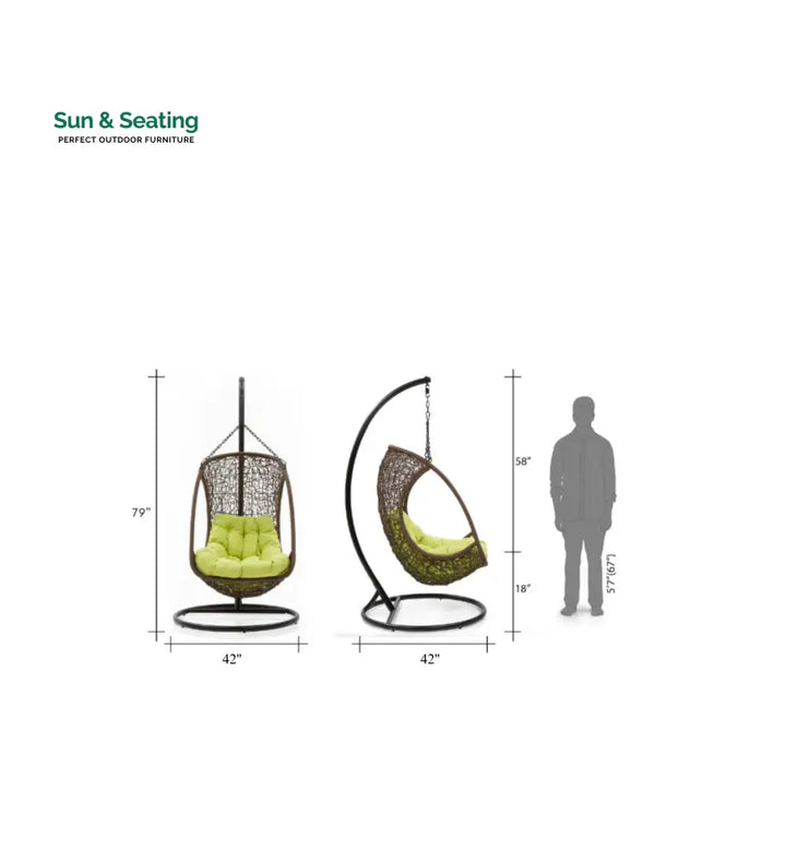 Nucci Single Seater Hanging Swing With Stand For Balcony Garden Swing (Dark Brown) Swings