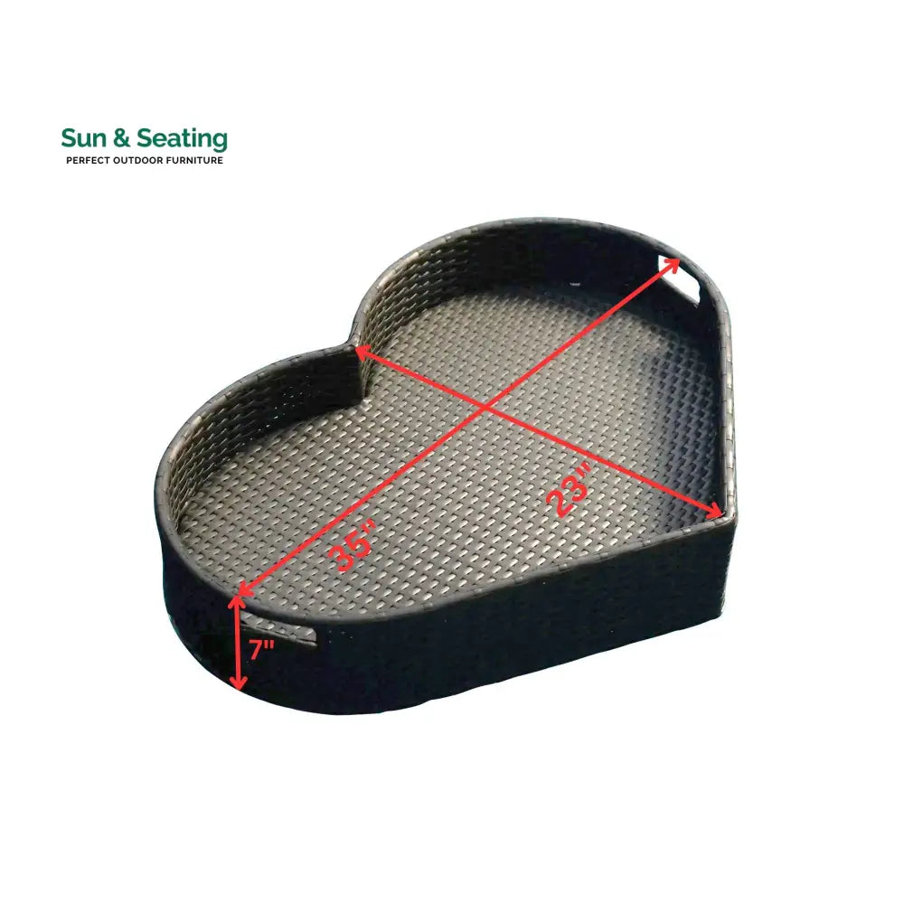 Núria Luxury Floating Serving Tray For Swimming Pool - Black (Heart Shape) Floating Tray