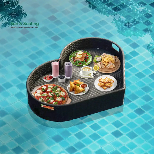 Núria Luxury Floating Serving Tray For Swimming Pool - Black (Heart Shape) Floating Tray