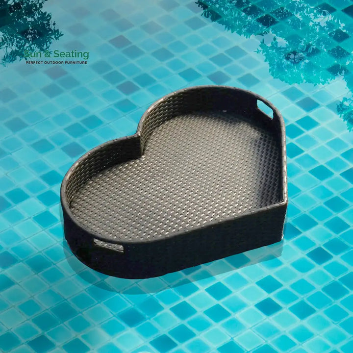 Núria Luxury Floating Serving Tray For Swimming Pool - Black (Heart Shape) Floating Tray