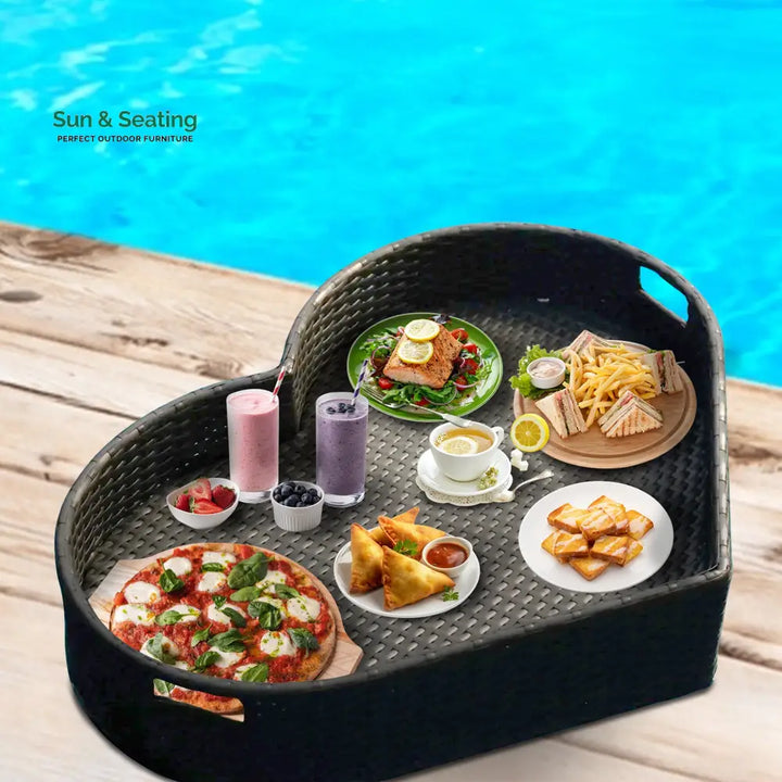 Núria Luxury Floating Serving Tray For Swimming Pool - Black (Heart Shape) Floating Tray