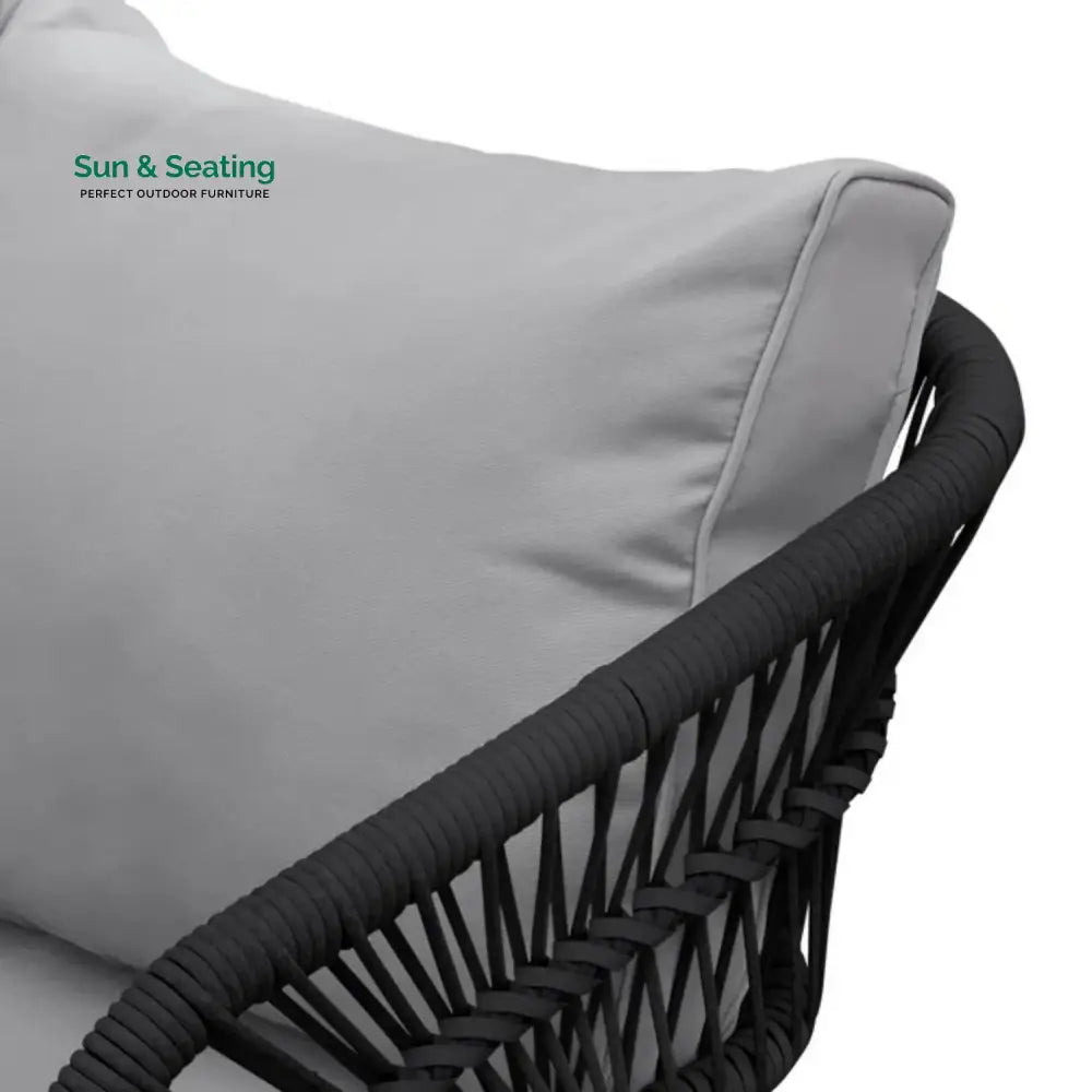 Oceana Outdoor Rope Conversation Patio Sofa Set (Black /Light Grey) Sofa Set