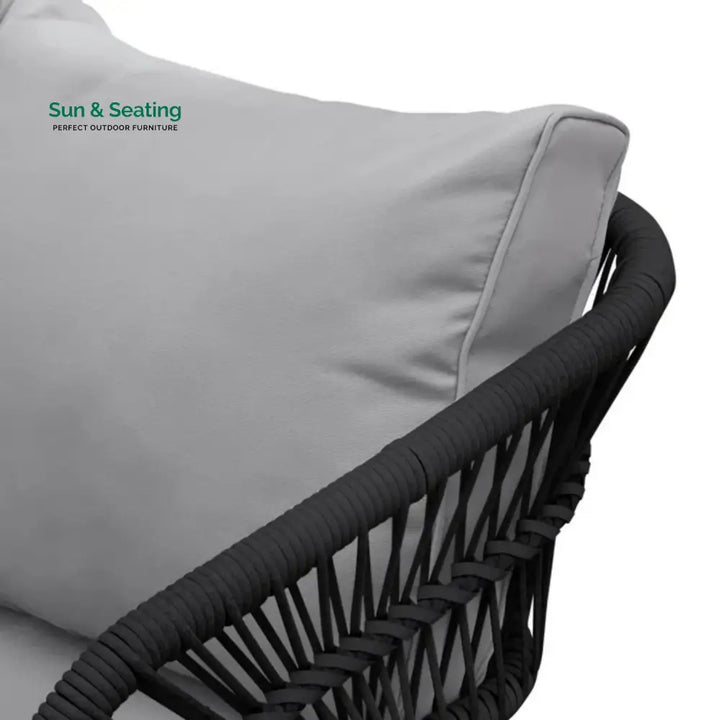 Oceana Outdoor Rope Conversation Patio Sofa Set (Black /Light Grey) Sofa Set