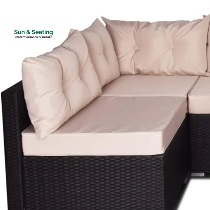 Odessa 6-Seater Outdoor Garden Conversation Sofa Set (Dark Brown &amp; Cream) Sofa Set