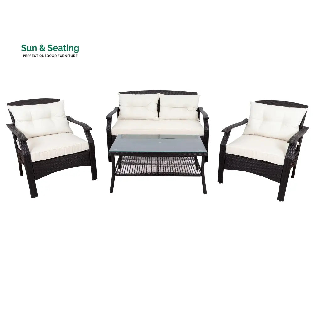 Odette Outdoor Sofa Set 2 Seater 2 Single seater and 1 Center Table (Dark Brown) Sofa Sets
